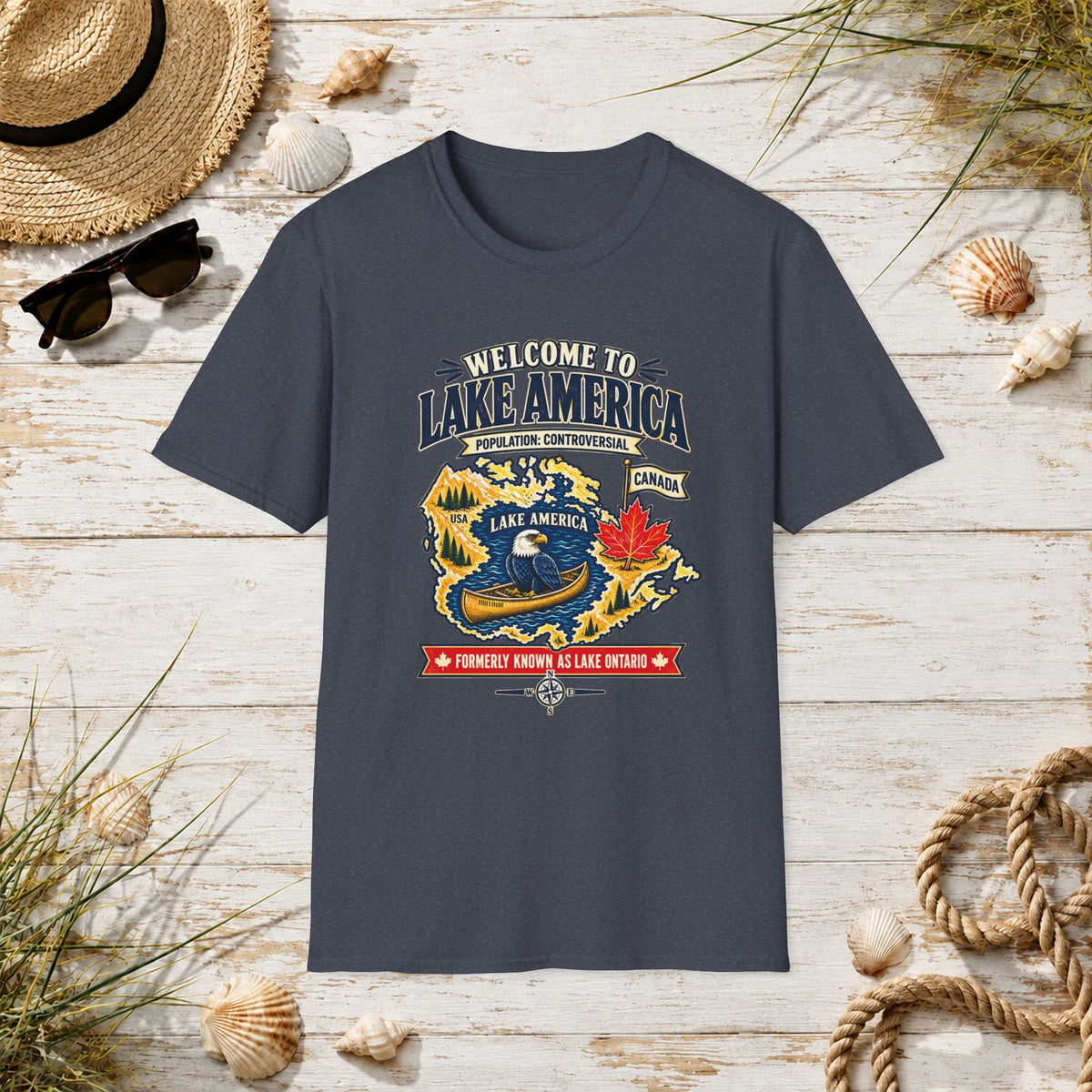Lake America Graphic T-Shirt — "Welcome to Lake America" Retro Travel Tee