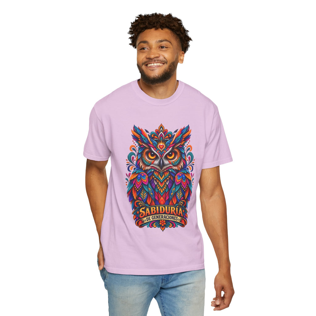 Colorful Owl 'Sabiduría' T-Shirt – Vibrant Mexican Folk Art Tee