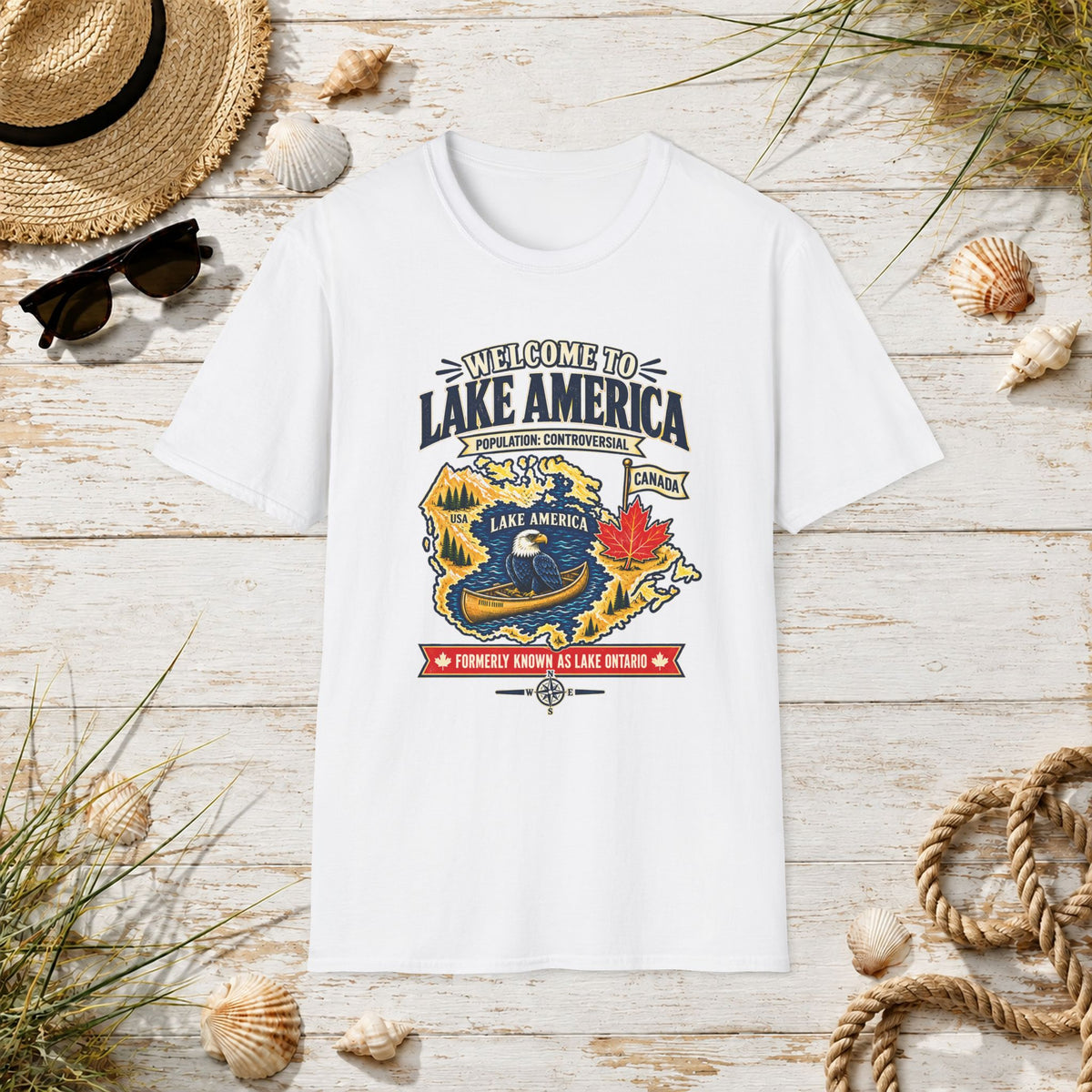 Lake America Graphic T-Shirt — "Welcome to Lake America" Retro Travel Tee