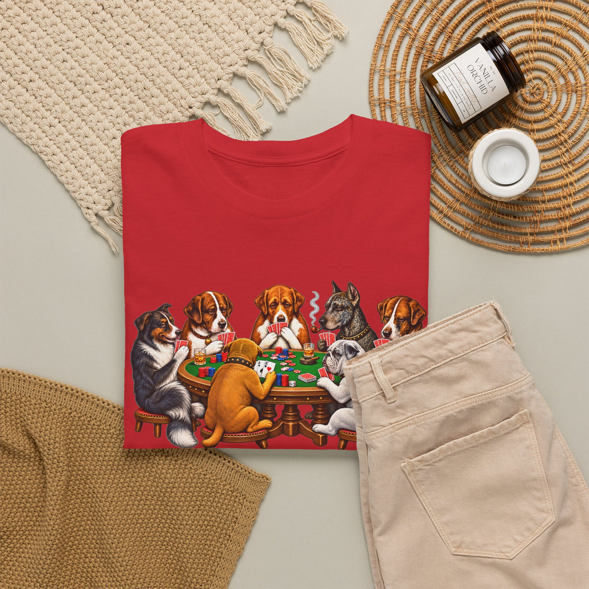 Dog Poker Night T‑Shirt — Cute Dogs Playing Cards Graphic Tee