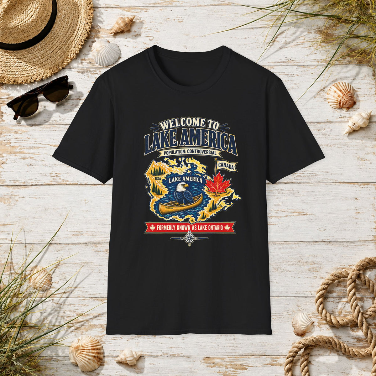 Lake America Graphic T-Shirt — "Welcome to Lake America" Retro Travel Tee