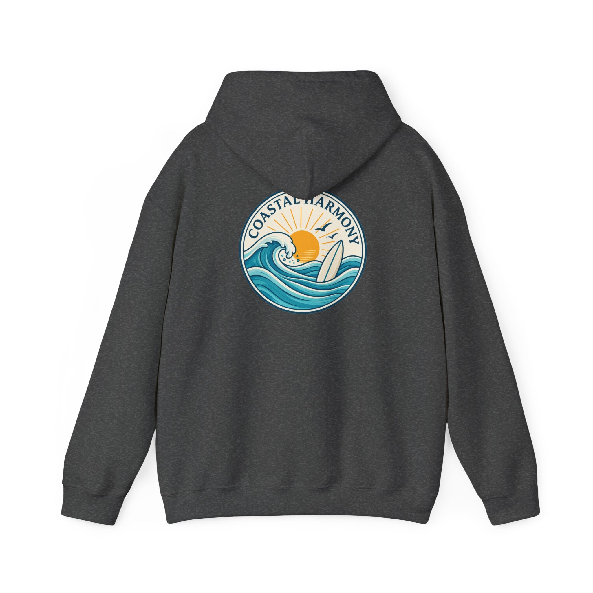 Coastal Harmony Surf Hoodie — "Progress Over Perfection" Graphic Sweatshirt