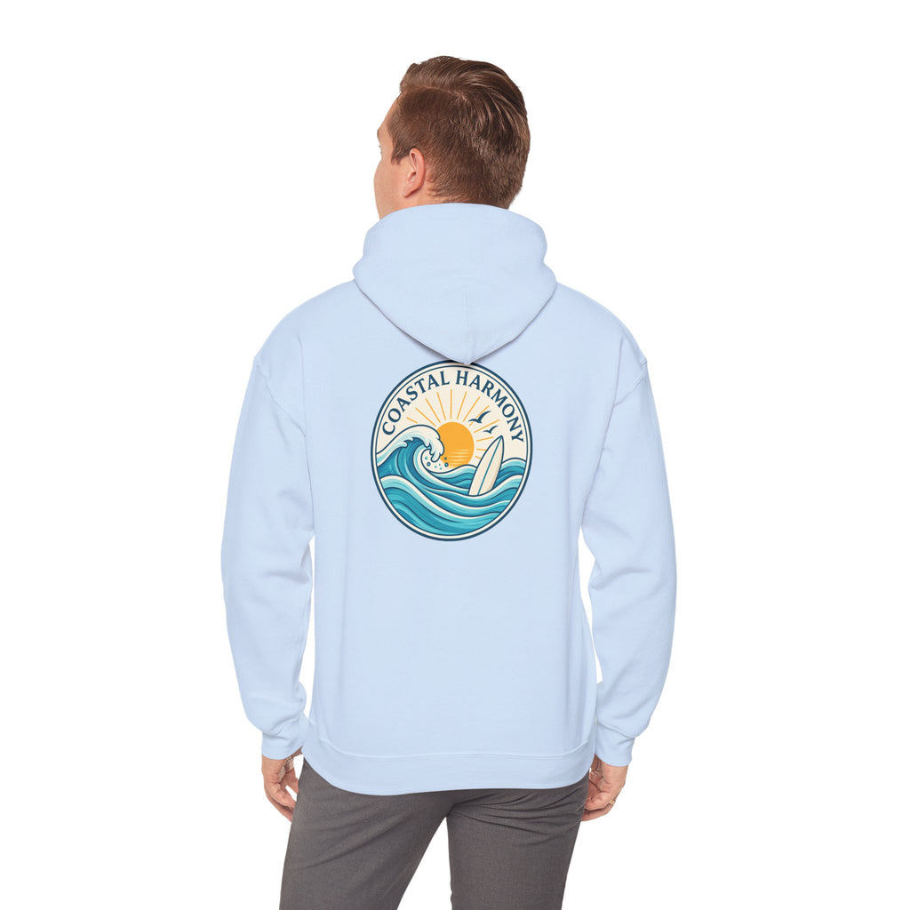 Coastal Harmony Surf Hoodie — "Progress Over Perfection" Graphic Sweatshirt