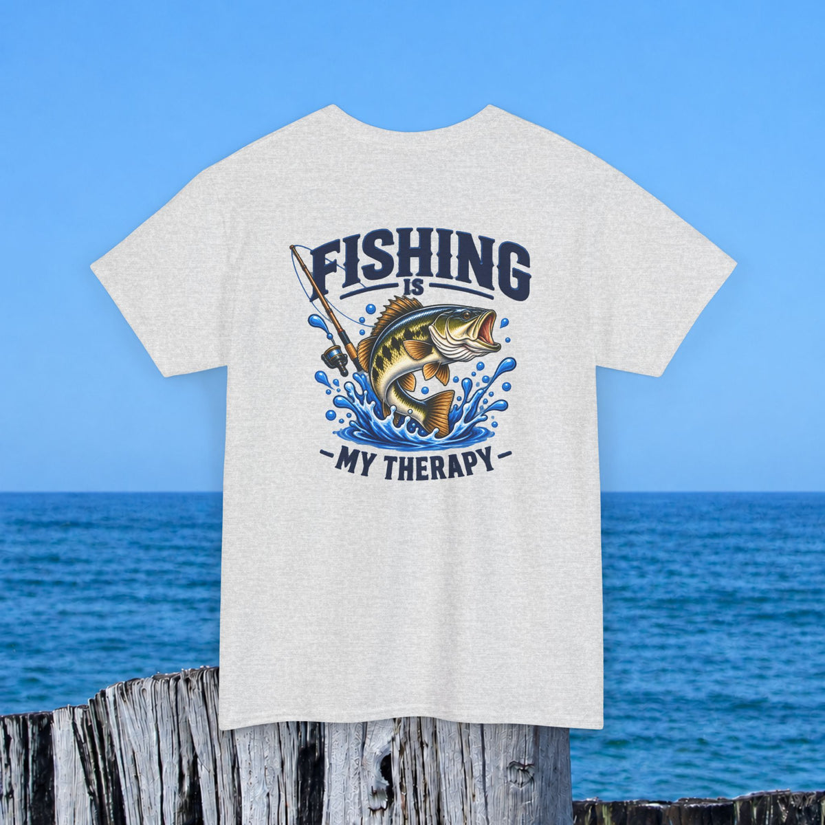 Fishing Tee — "Fishing Is My Therapy" Graphic T-Shirt