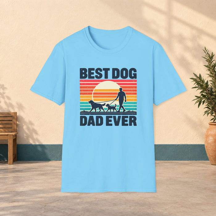 Best Dog Dad Ever T-Shirt — Retro Sunset Dog Walking Tee