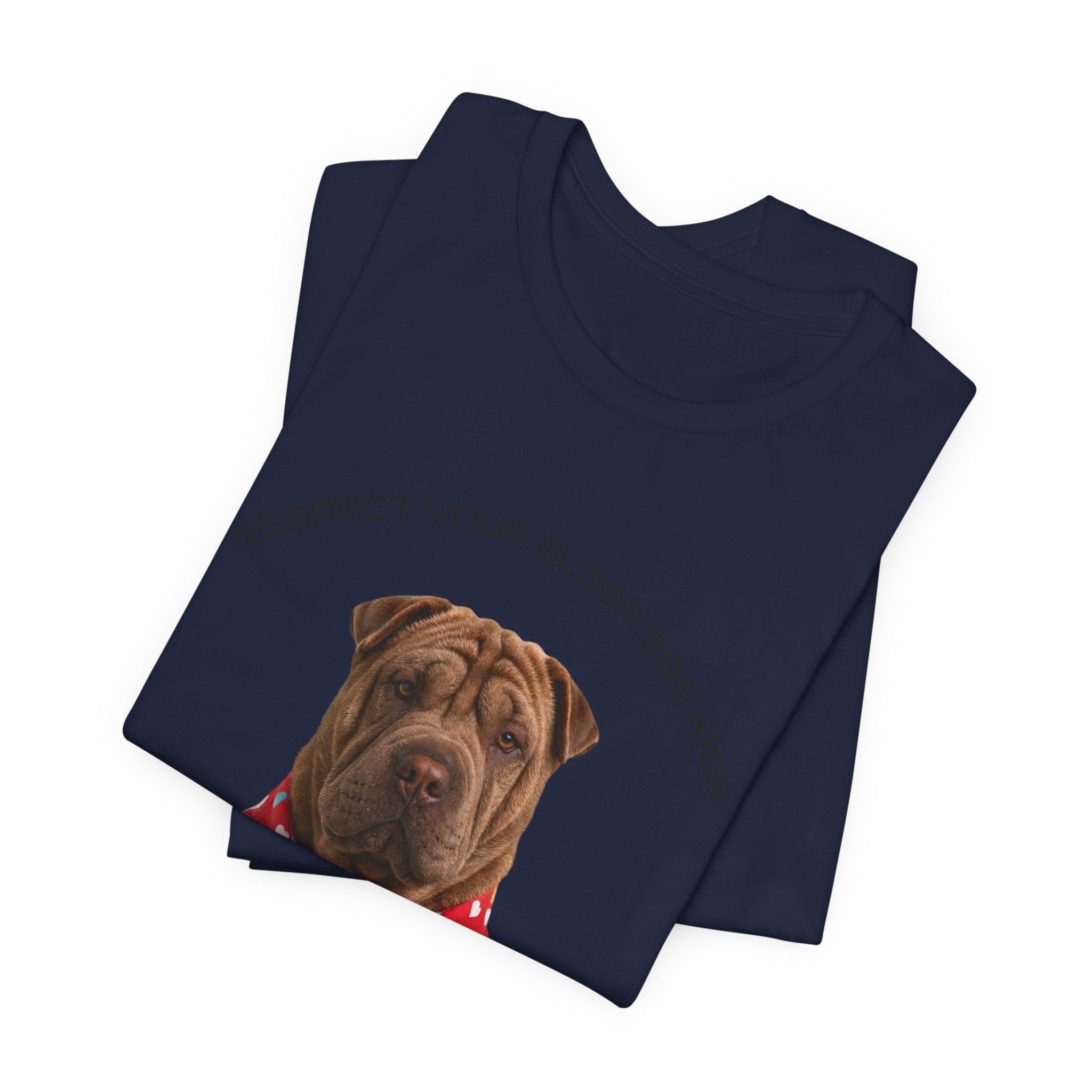 Respect Your Elder Dog Tee — Cute Shar Pei in Heart Pajamas Graphic T‑Shirt