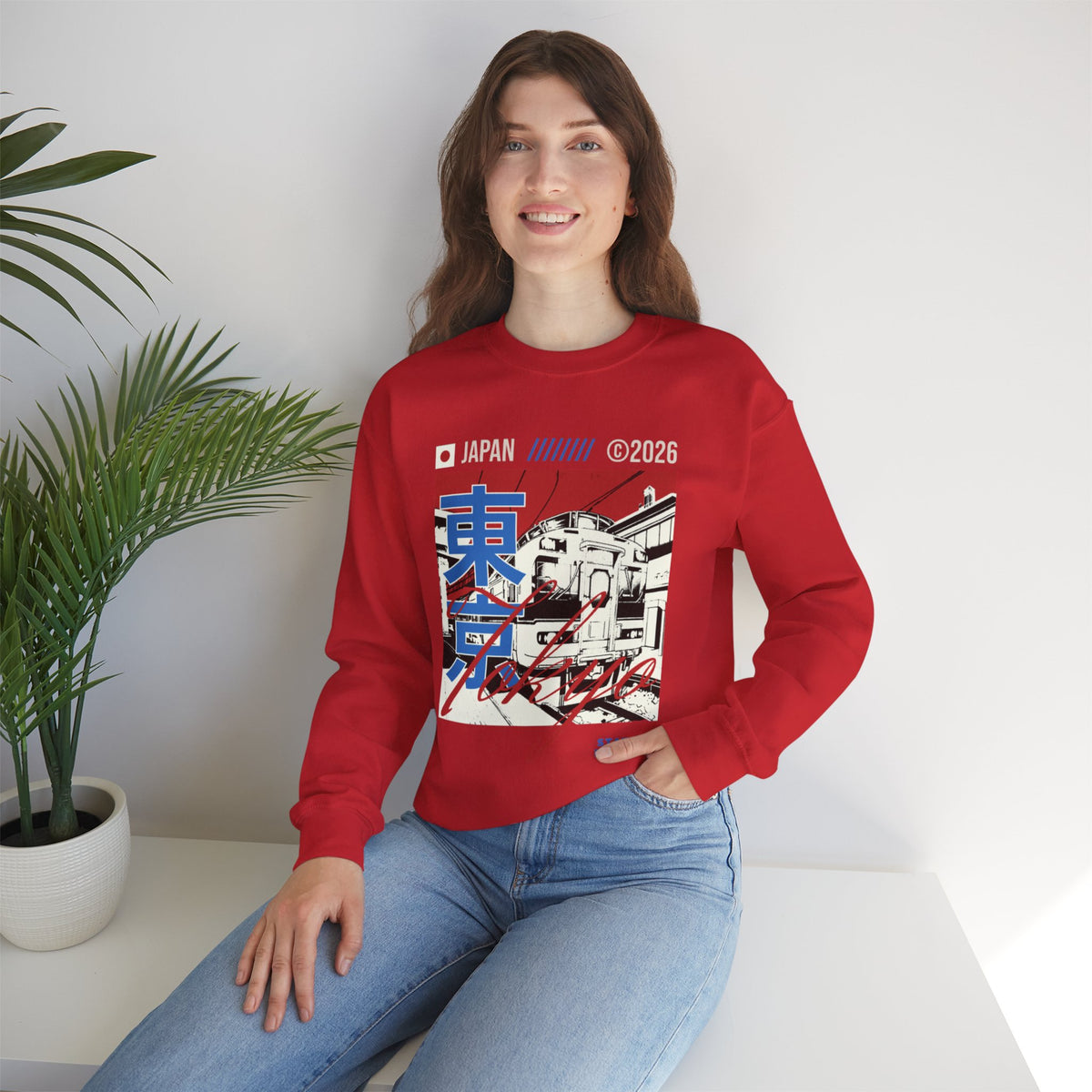 Retro Tokyo Streetwear Crewneck Sweatshirt — Japanese Kanji Cityscape Design