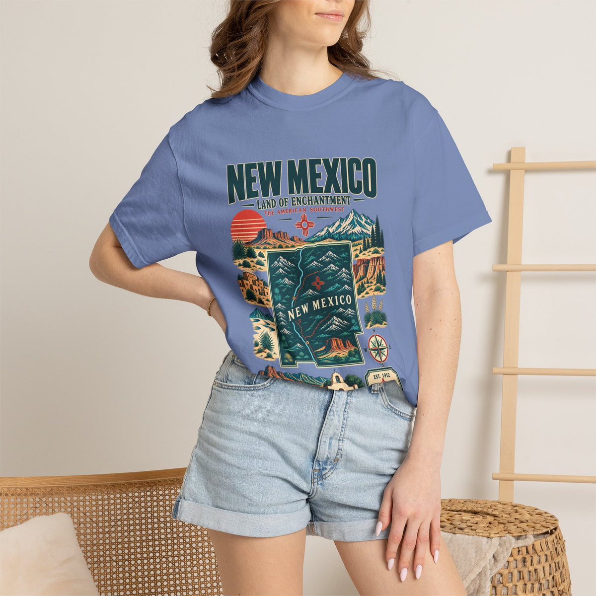 New Mexico Retro Travel T-Shirt — Land of Enchantment Vintage Map Tee