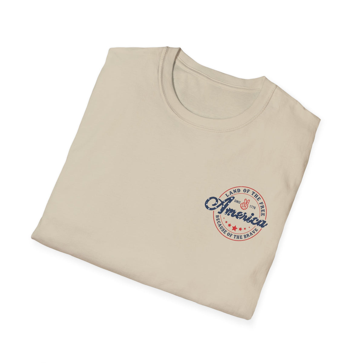 America Vintage Badge T-Shirt — "Land of the Free, Because of the Brave"
