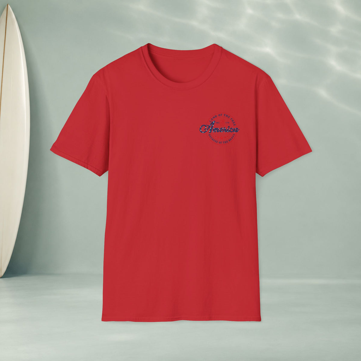 America Vintage Badge T-Shirt — "Land of the Free, Because of the Brave"