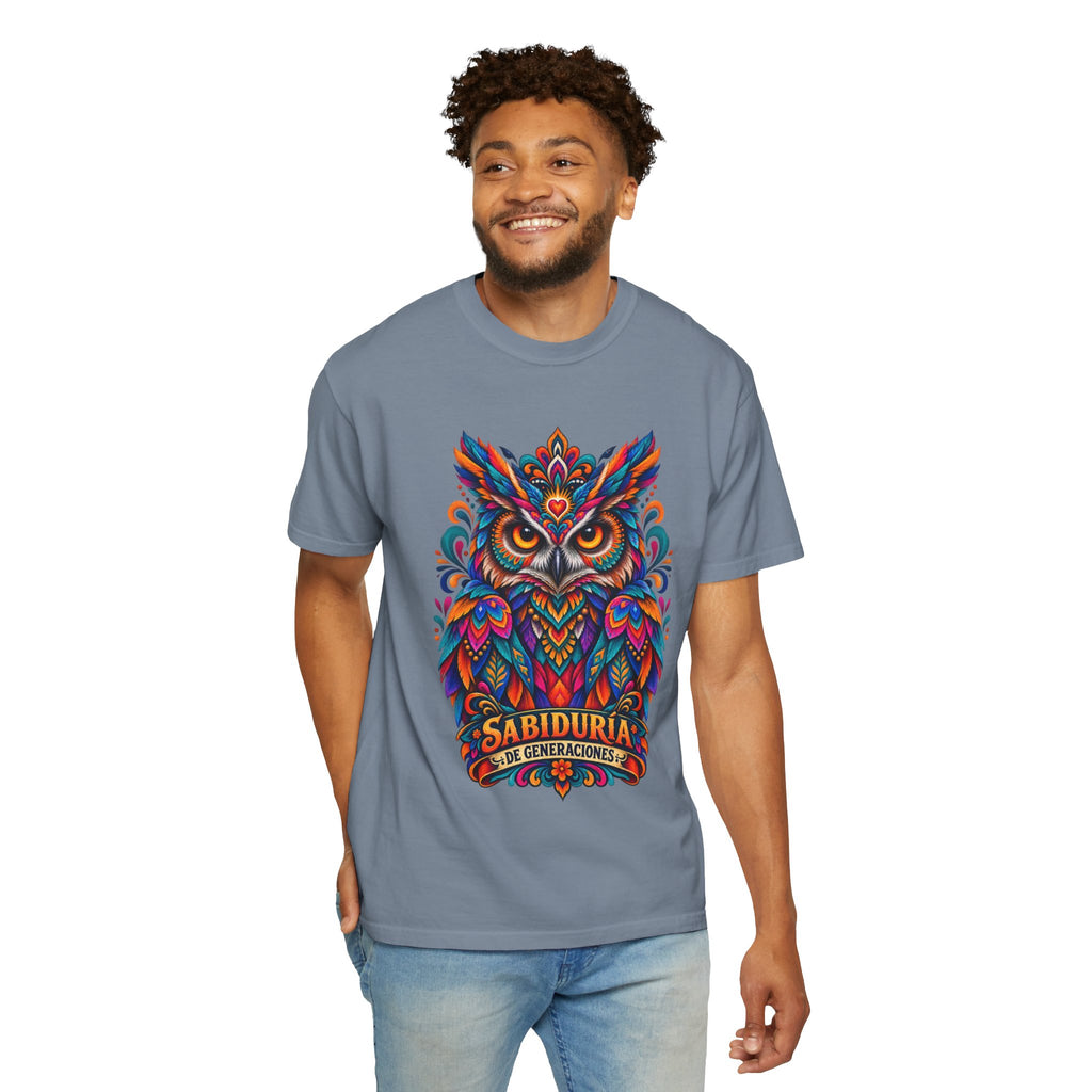 Colorful Owl 'Sabiduría' T-Shirt – Vibrant Mexican Folk Art Tee