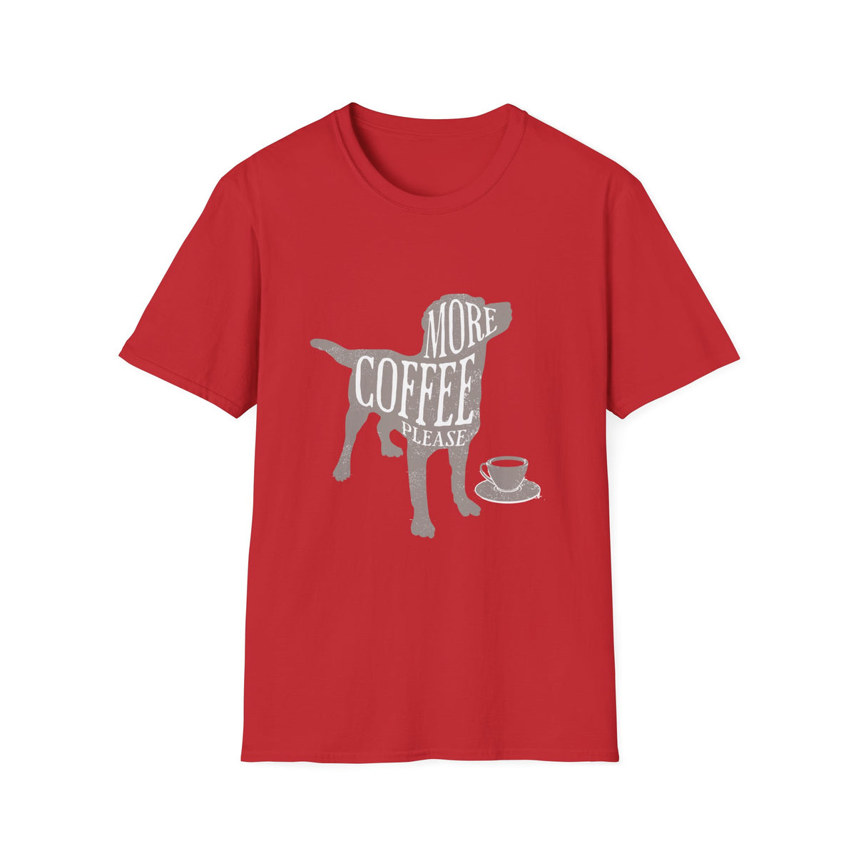 More Coffee Please Dog T‑Shirt — Cute Labrador Coffee Lover Tee