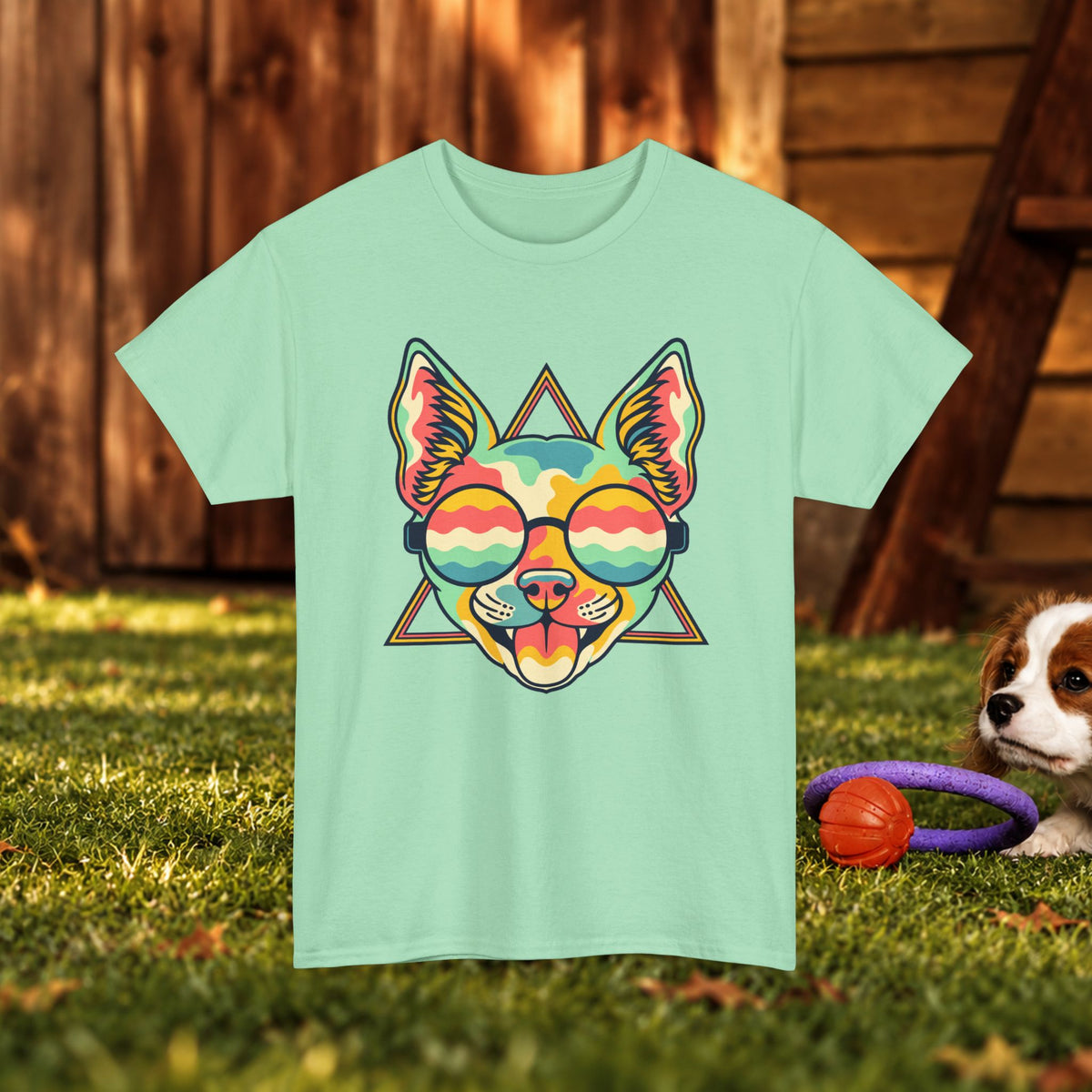 Chihuahua Sunglasses Tee — Colorful Retro Dog Graphic T-Shirt