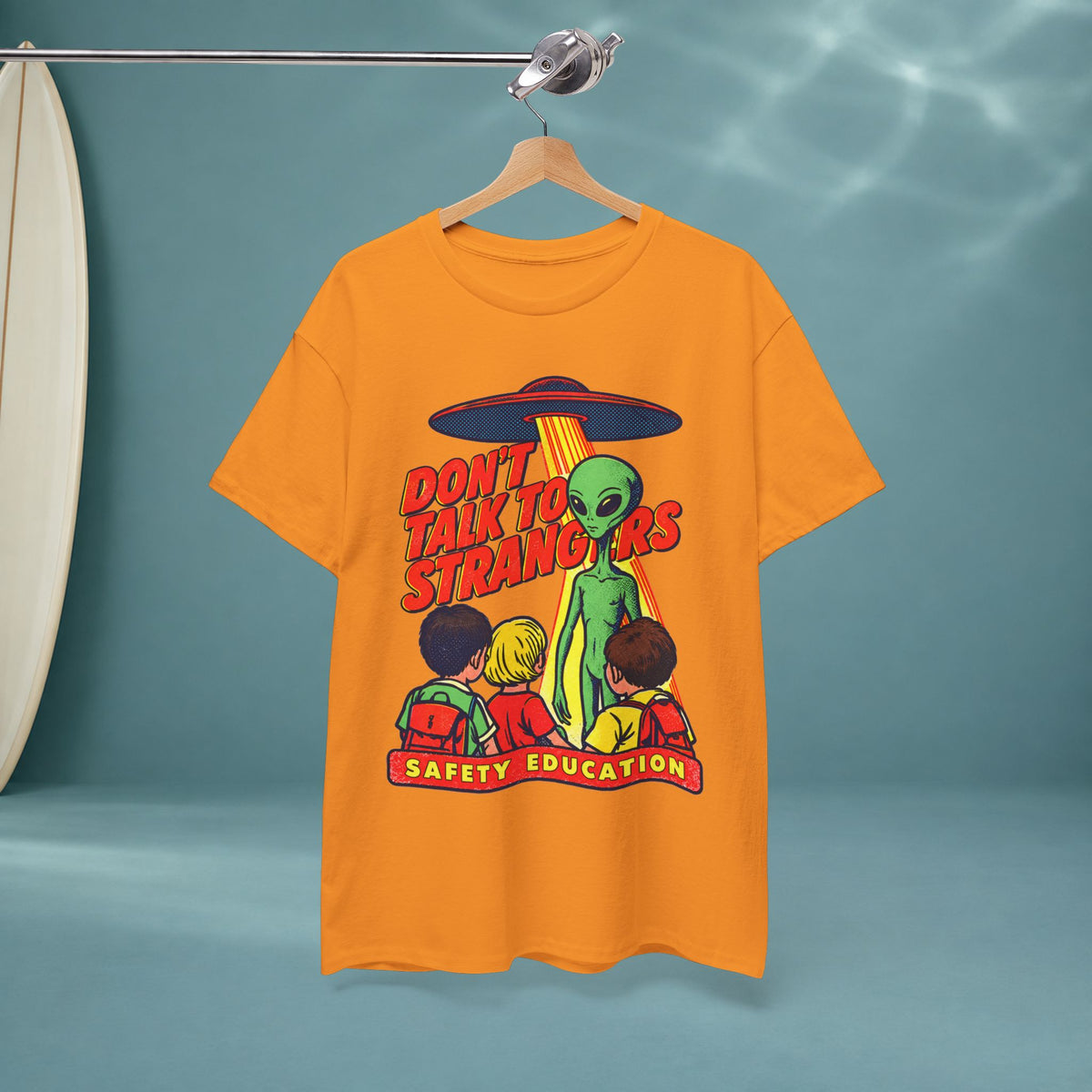 Alien 'Don't Talk to Strangers' Graphic Tee — Retro Safety Education Design