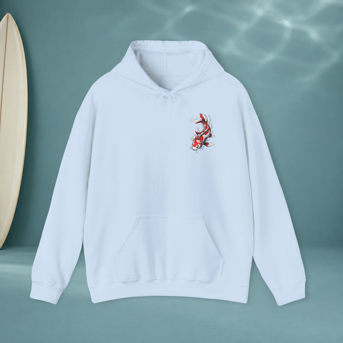 Bonsai & Koi Hoodie — Japanese Red Sun Graphic Hooded Sweatshirt