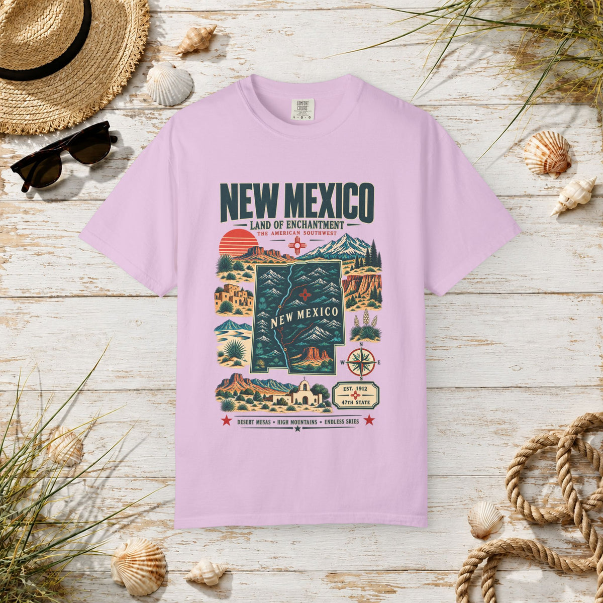 New Mexico Retro Travel T-Shirt — Land of Enchantment Vintage Map Tee