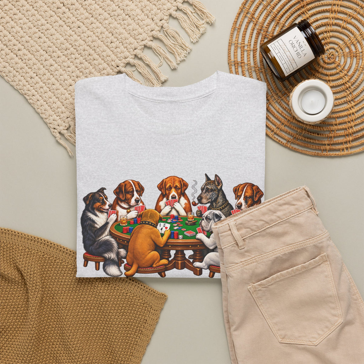 Dog Poker Night T‑Shirt — Cute Dogs Playing Cards Graphic Tee