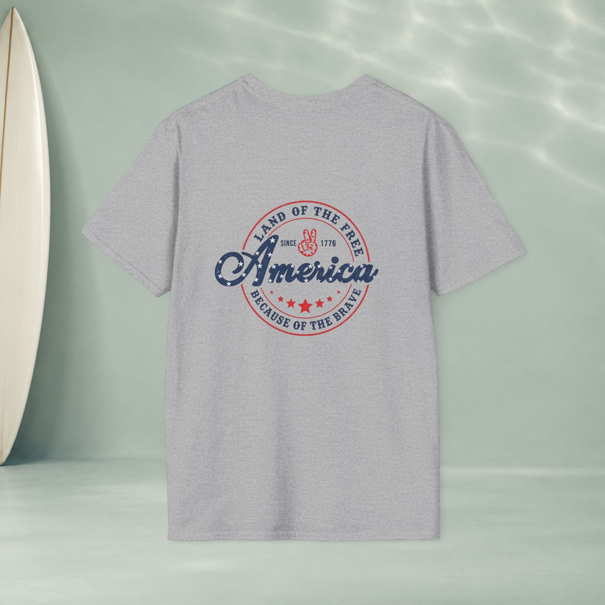 America Vintage Badge T-Shirt — "Land of the Free, Because of the Brave"