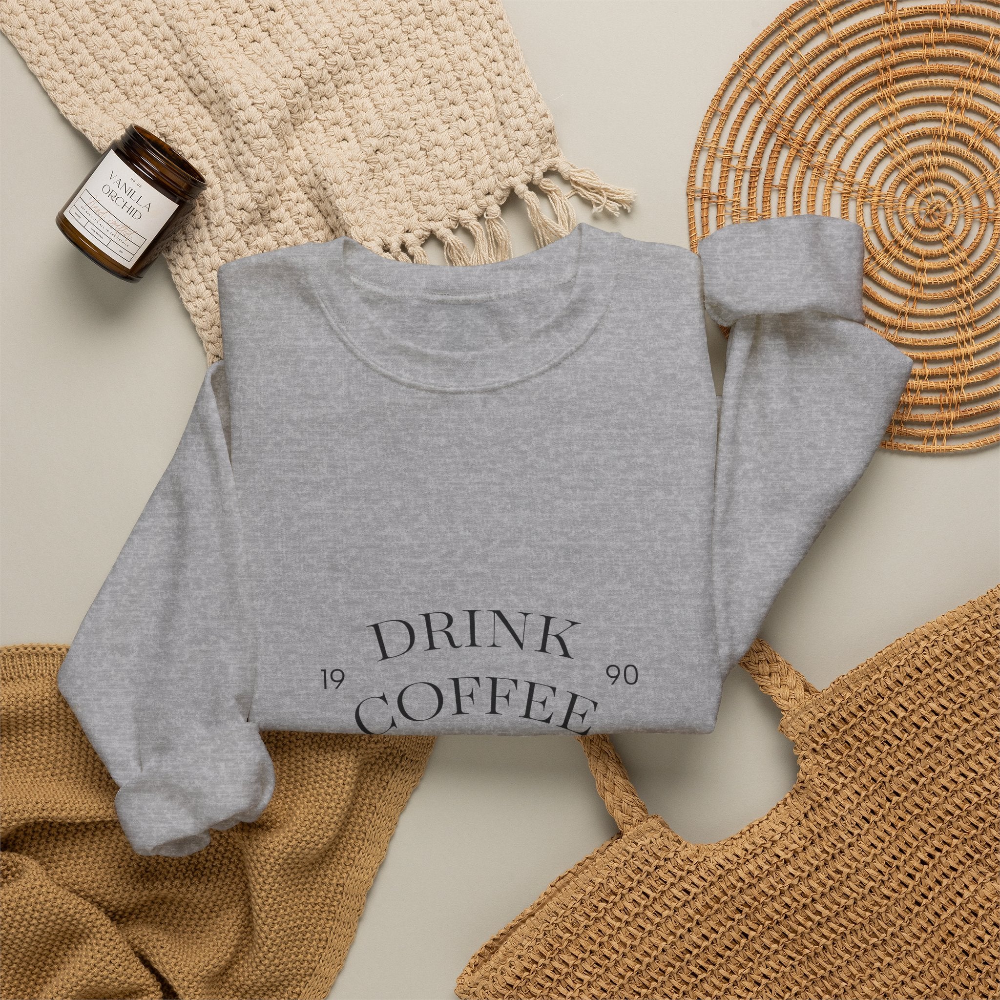 Coffee & Jesus Crewneck Sweatshirt — "Drink Coffee, Love Jesus" Christian Pullover