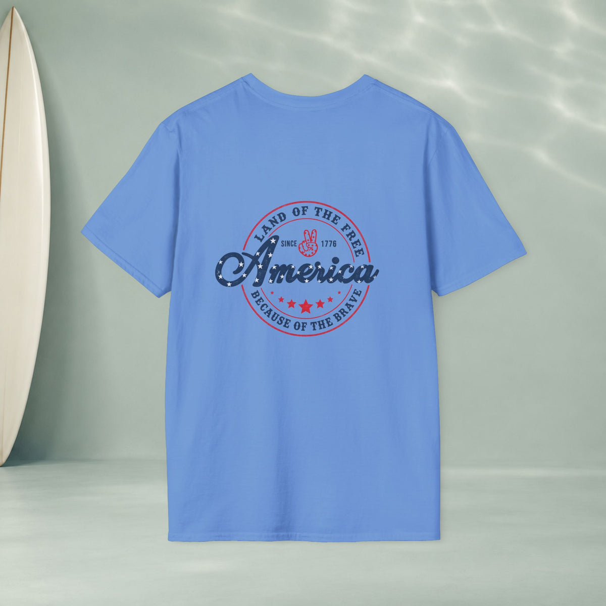 America Vintage Badge T-Shirt — "Land of the Free, Because of the Brave"