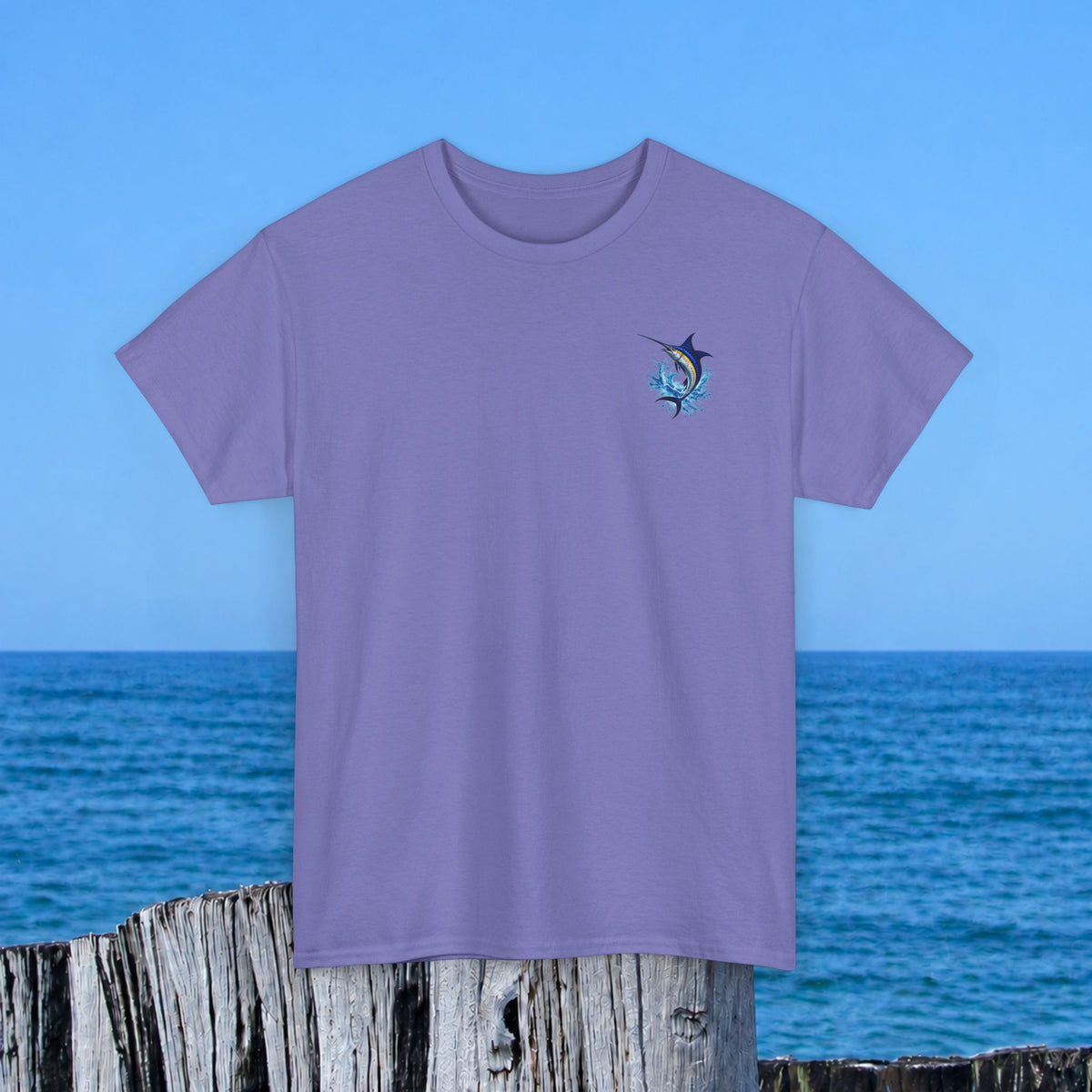 Marlin Splash Tee — Blue Swordfish Graphic T-Shirt