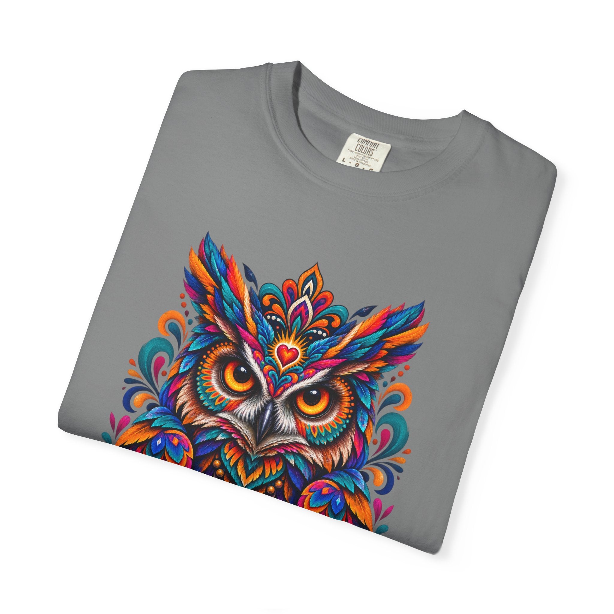 Colorful Owl 'Sabiduría' T-Shirt – Vibrant Mexican Folk Art Tee
