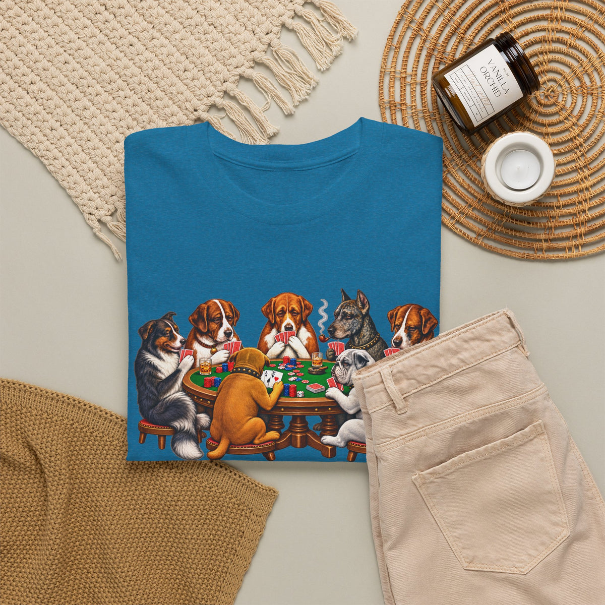 Dog Poker Night T‑Shirt — Cute Dogs Playing Cards Graphic Tee
