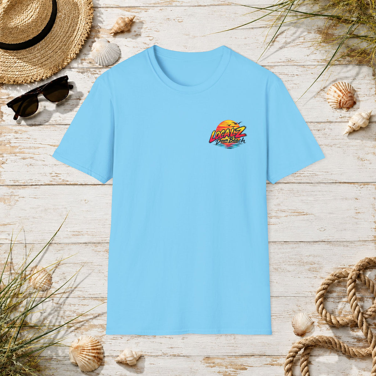 LocalZ Down Beach T-Shirt – Vintage Surf Sunset Tee (Assecon Island)