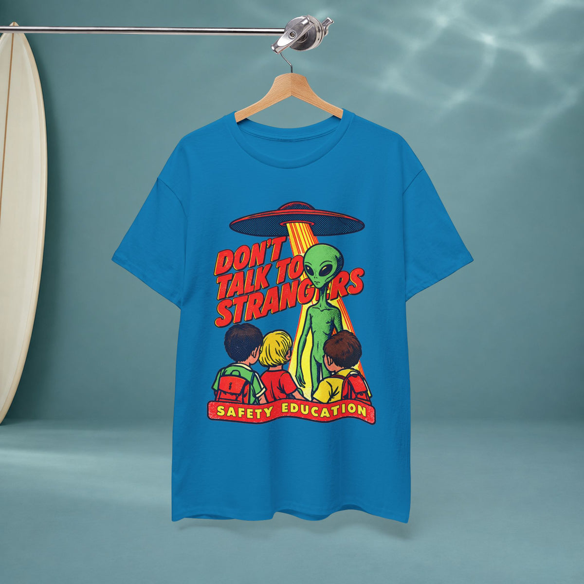 Alien 'Don't Talk to Strangers' Graphic Tee — Retro Safety Education Design