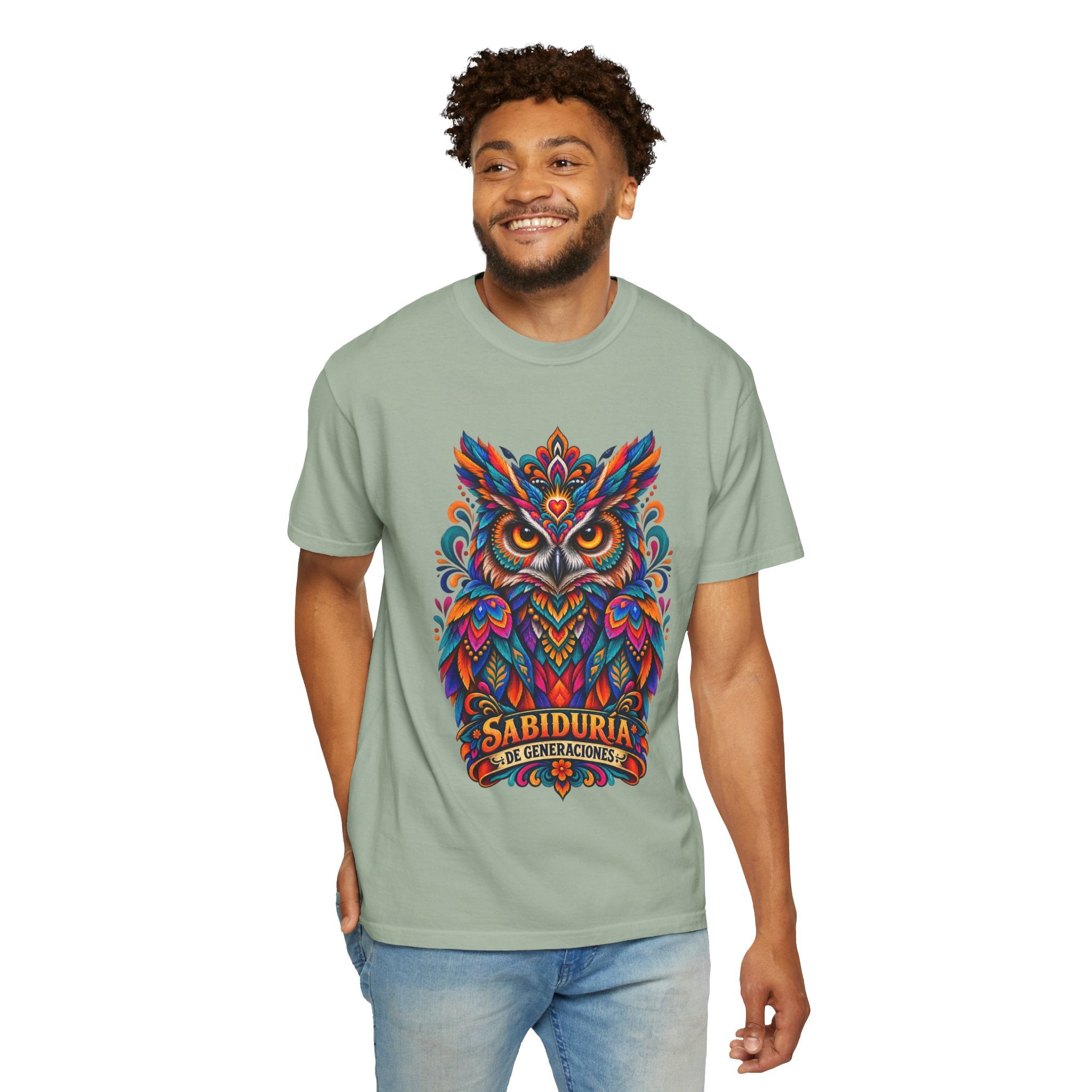 Colorful Owl 'Sabiduría' T-Shirt – Vibrant Mexican Folk Art Tee
