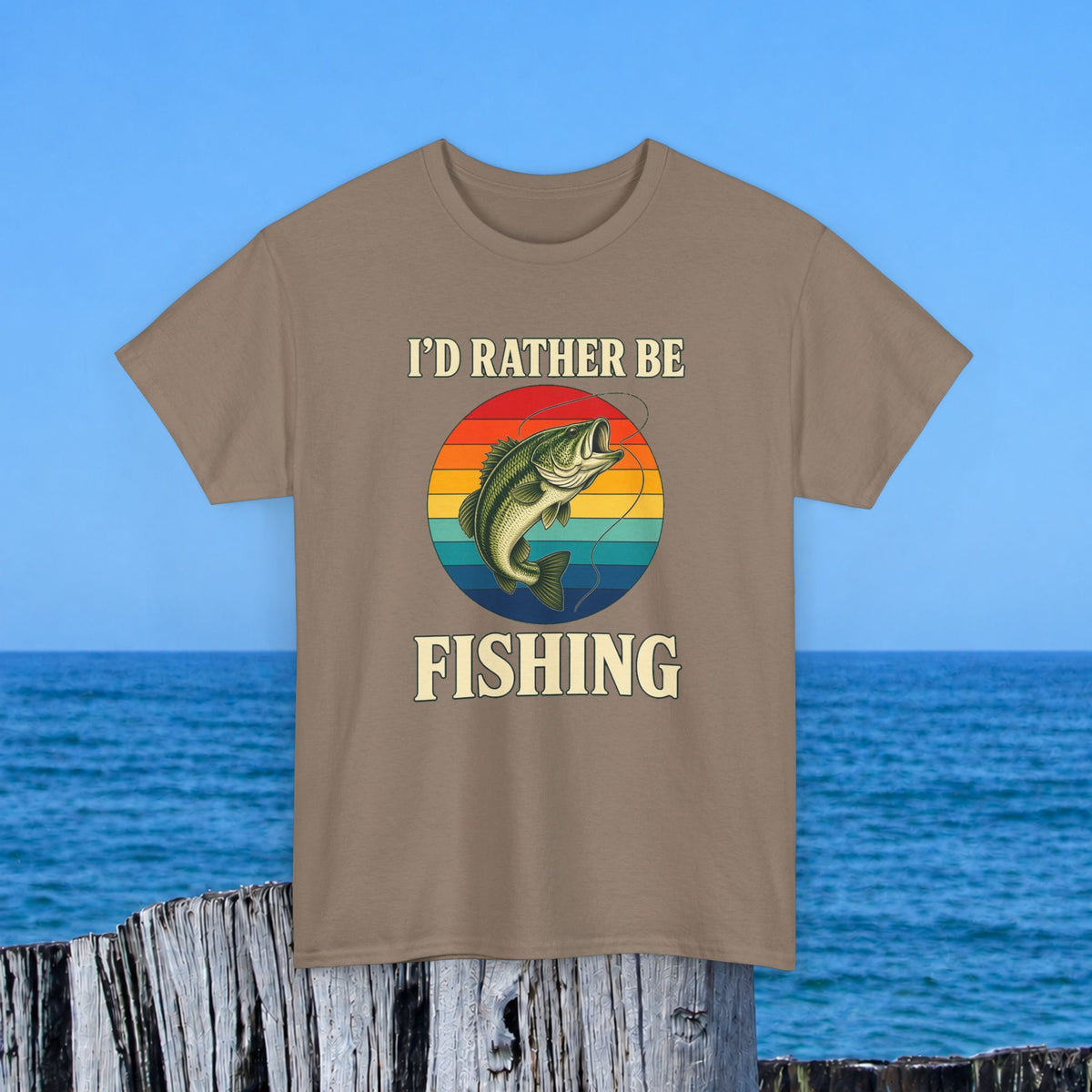 Fishing T-Shirt — "I'd Rather Be Fishing" Retro Bass Tee