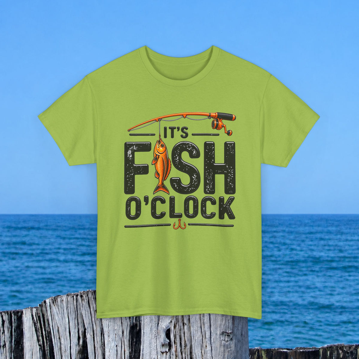 Fishing T‑Shirt — "It's Fish O'Clock" Graphic Tee for Anglers