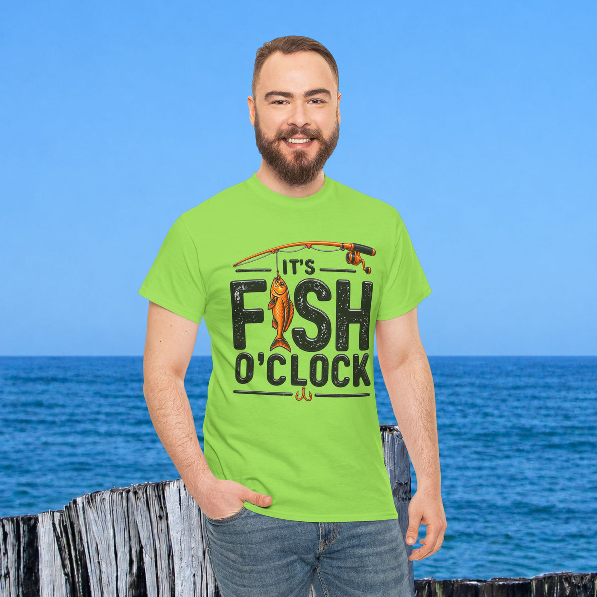 Fishing T‑Shirt — "It's Fish O'Clock" Graphic Tee for Anglers