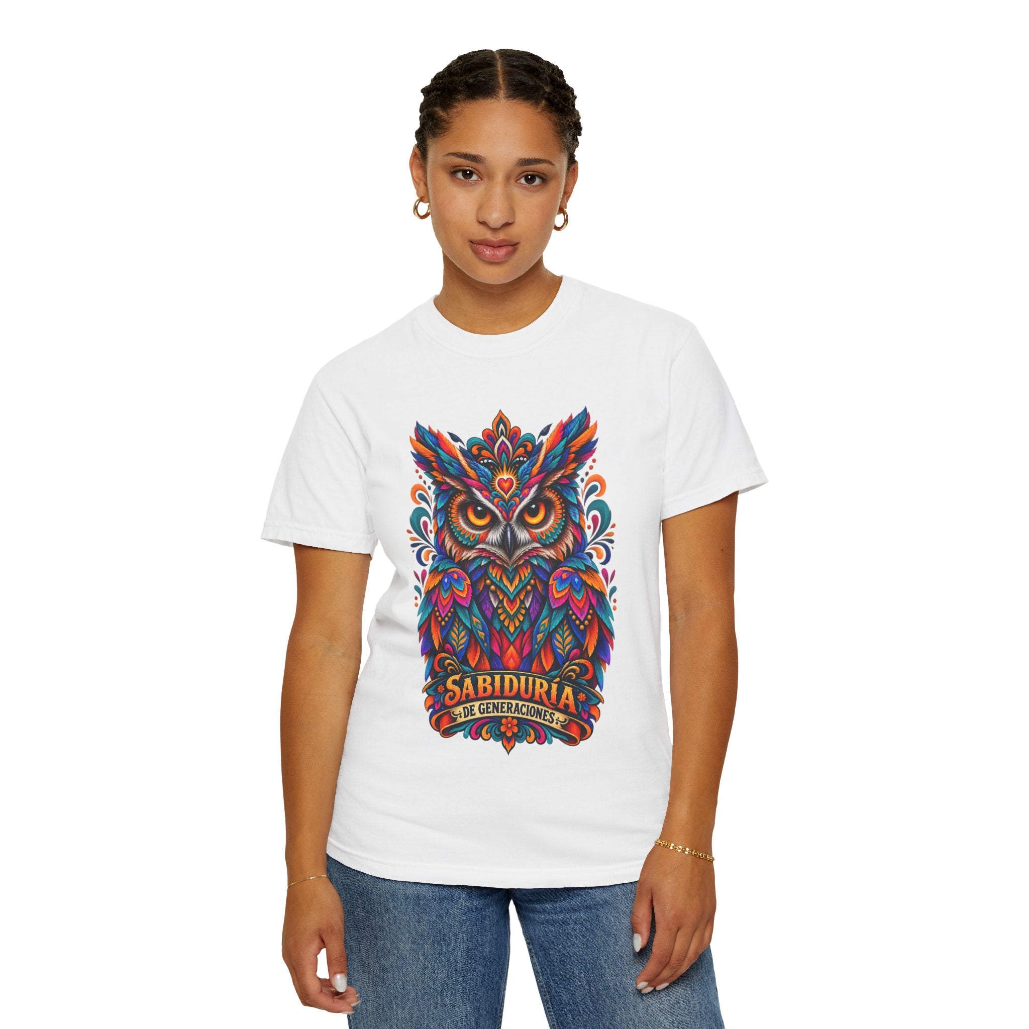 Colorful Owl 'Sabiduría' T-Shirt – Vibrant Mexican Folk Art Tee