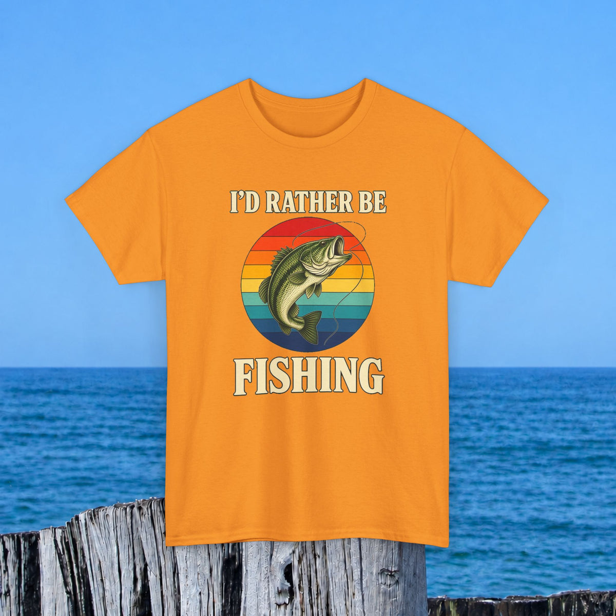 Fishing T-Shirt — "I'd Rather Be Fishing" Retro Bass Tee