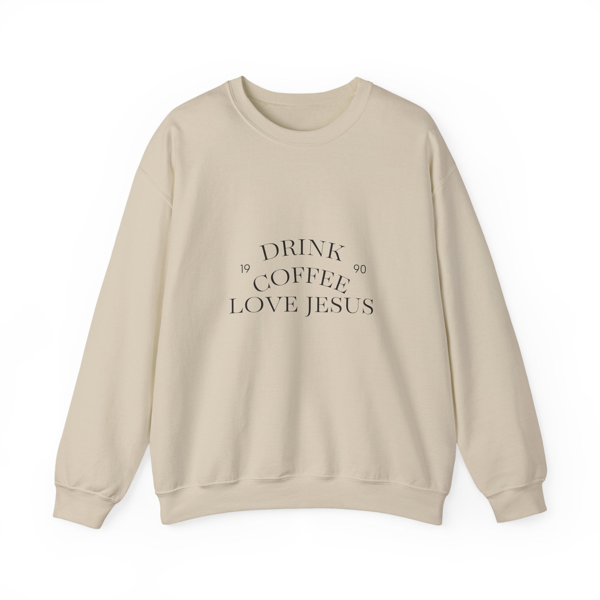 Coffee & Jesus Crewneck Sweatshirt — "Drink Coffee, Love Jesus" Christian Pullover