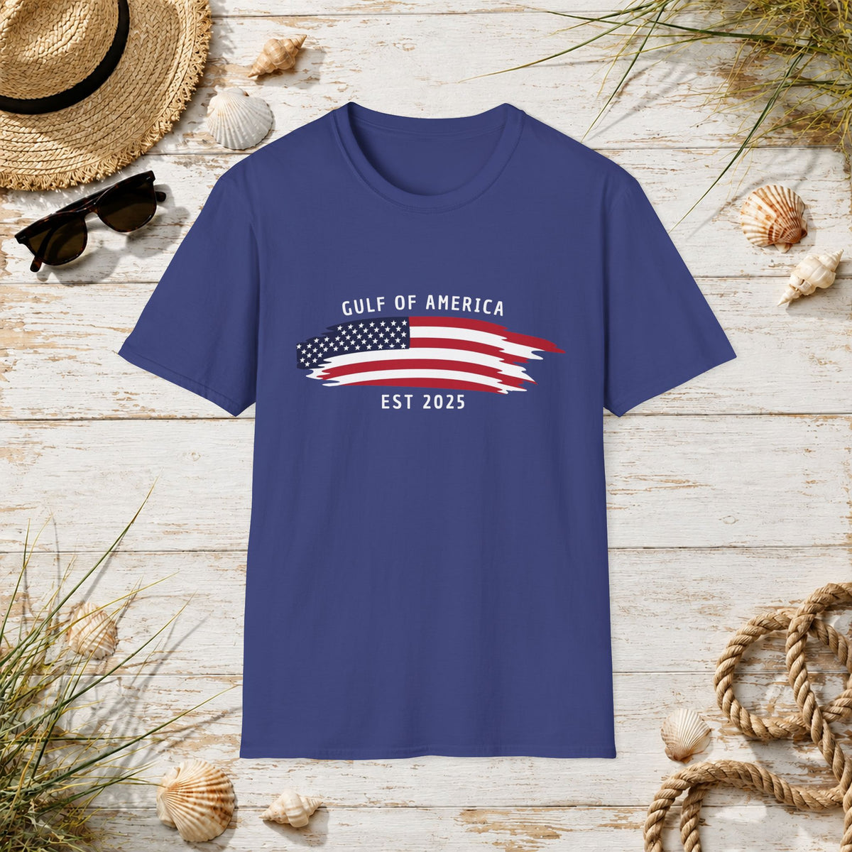 Gulf of America EST 2025 T-Shirt – American Flag Wave Graphic
