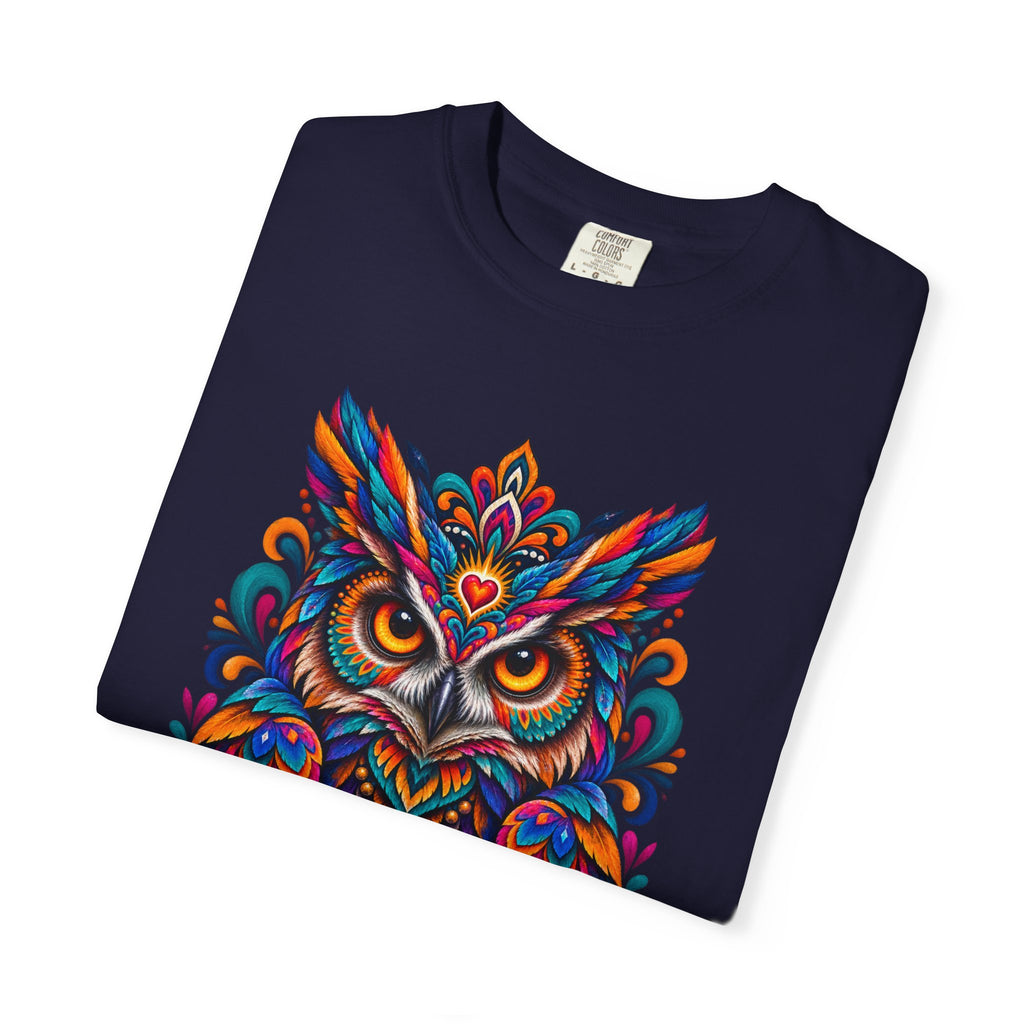 Colorful Owl 'Sabiduría' T-Shirt – Vibrant Mexican Folk Art Tee