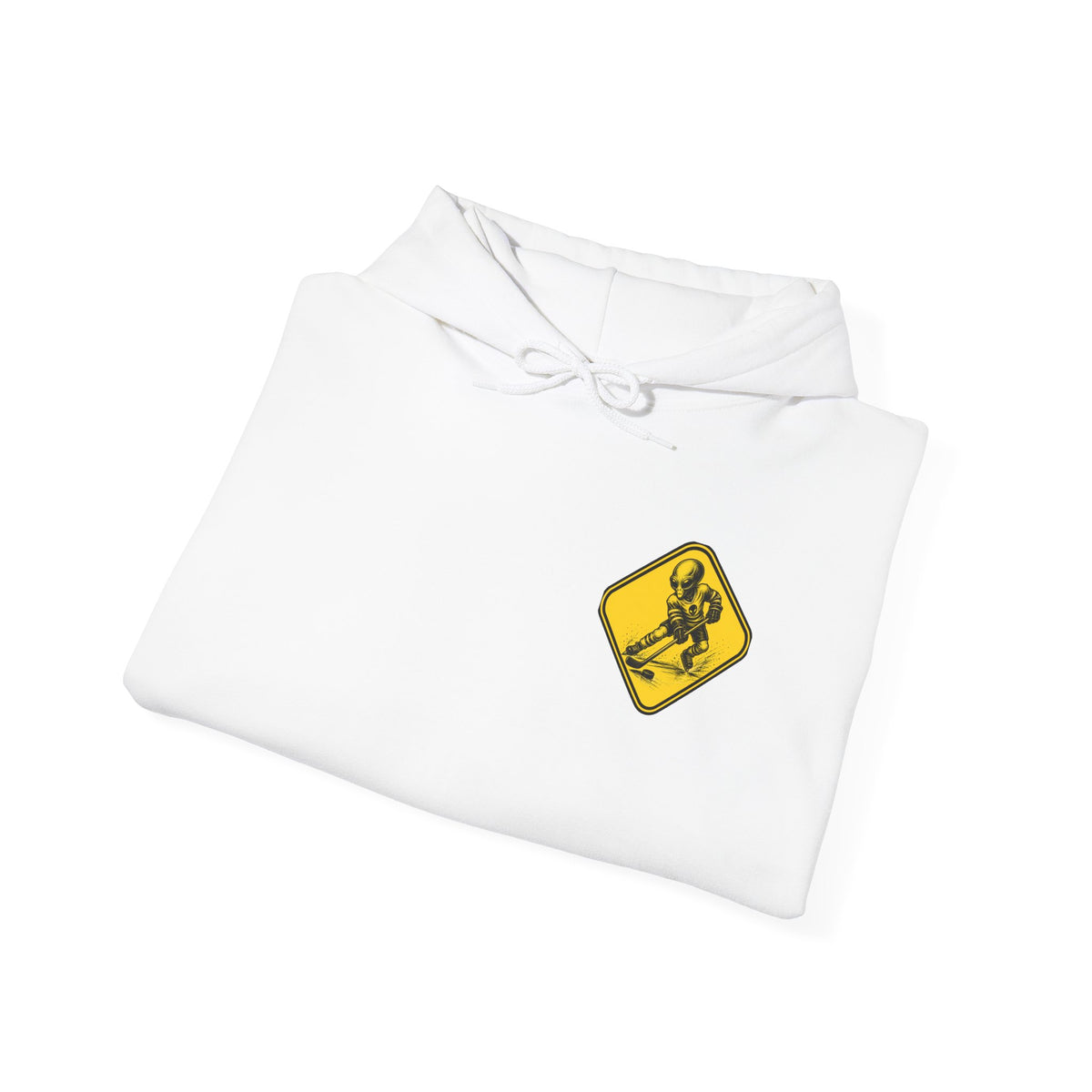 Ski Crossing Hoodie — Yellow Warning Sign Skiing Sweatshirt