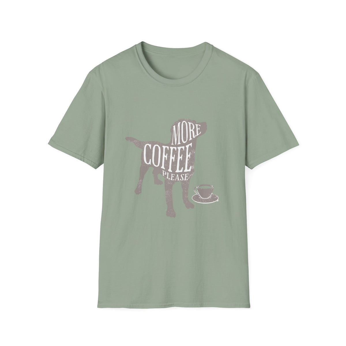 More Coffee Please Dog T‑Shirt — Cute Labrador Coffee Lover Tee