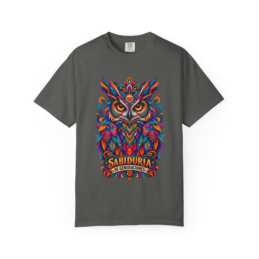 Colorful Owl 'Sabiduría' T-Shirt – Vibrant Mexican Folk Art Tee