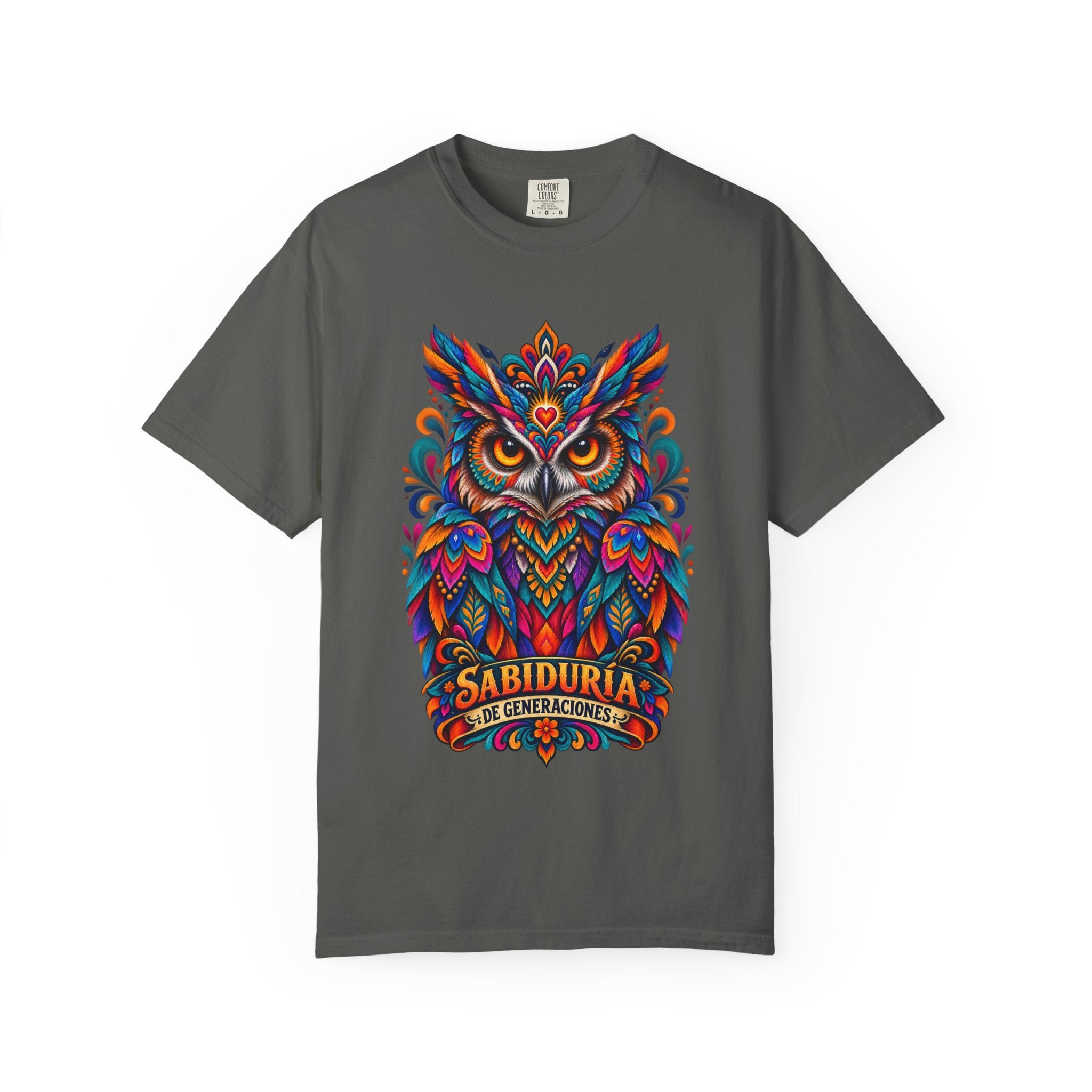 Colorful Owl 'Sabiduría' T-Shirt – Vibrant Mexican Folk Art Tee