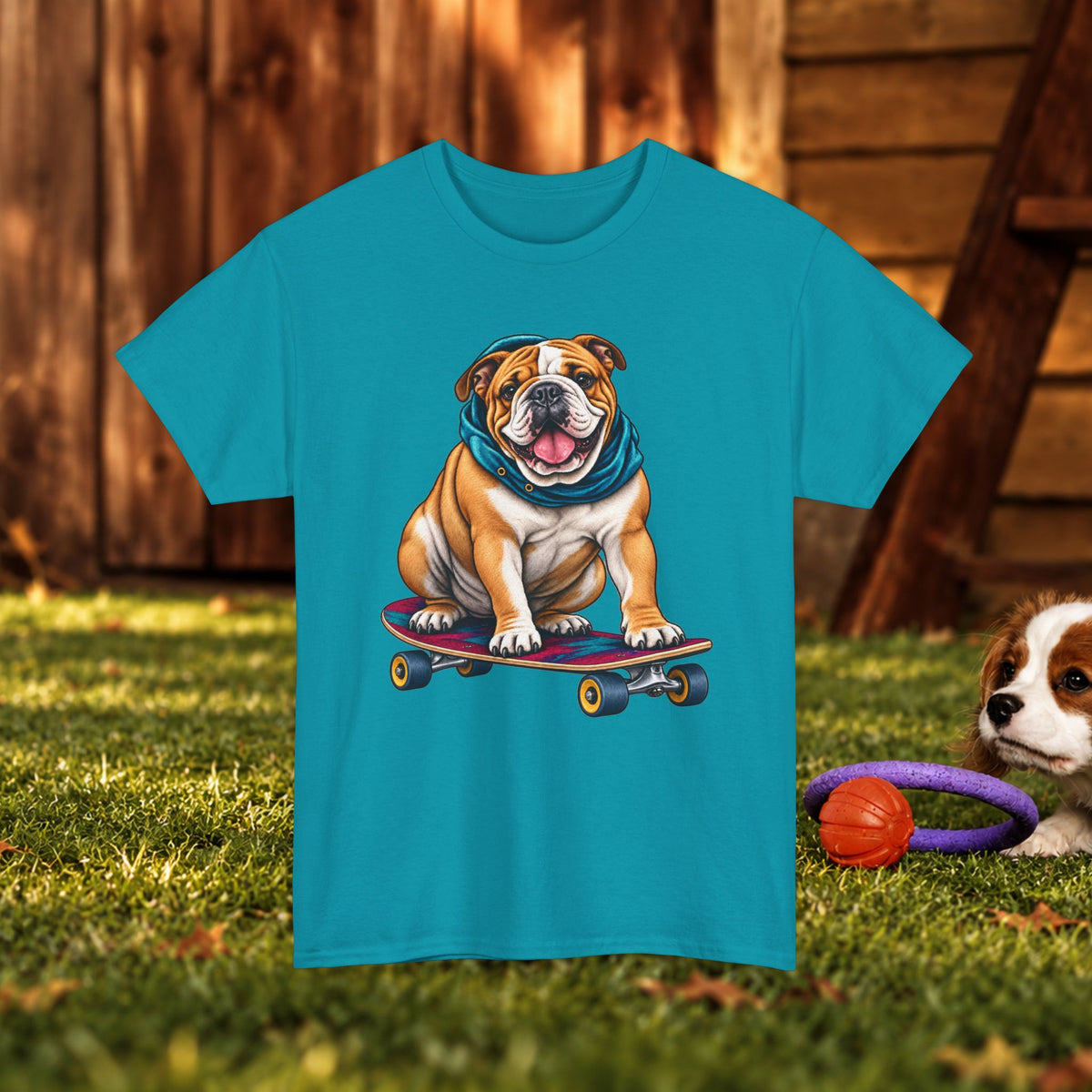 Bulldog Skateboard T-Shirt – Cute Skateboarding Dog Graphic Tee