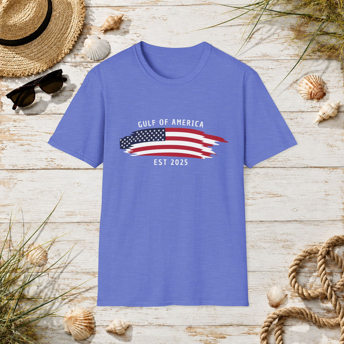 Gulf of America EST 2025 T-Shirt – American Flag Wave Graphic