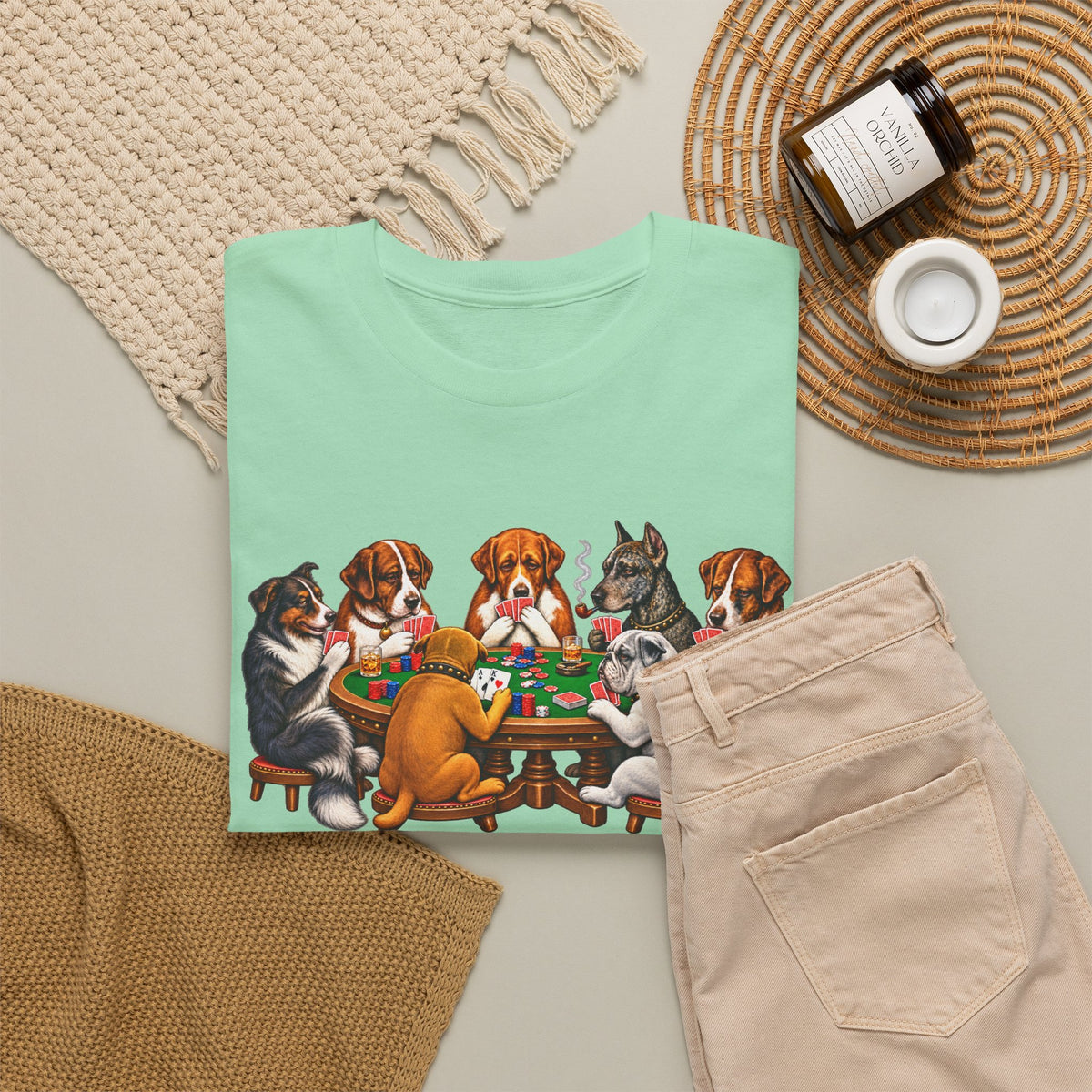 Dog Poker Night T‑Shirt — Cute Dogs Playing Cards Graphic Tee