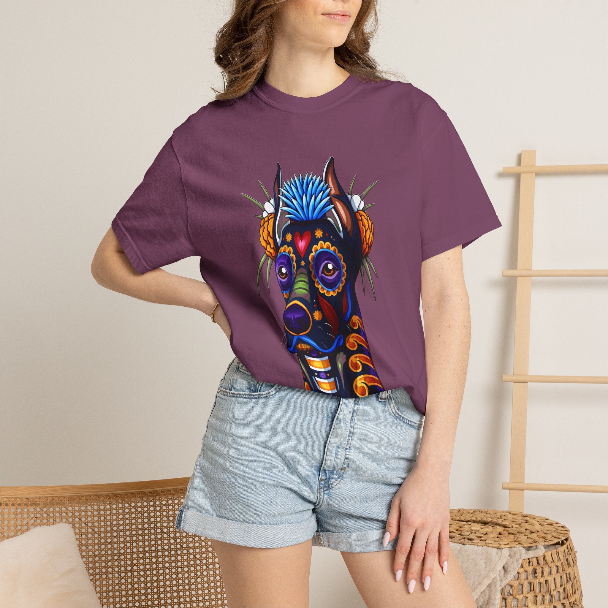 Doberman Día de los Muertos Graphic T-Shirt