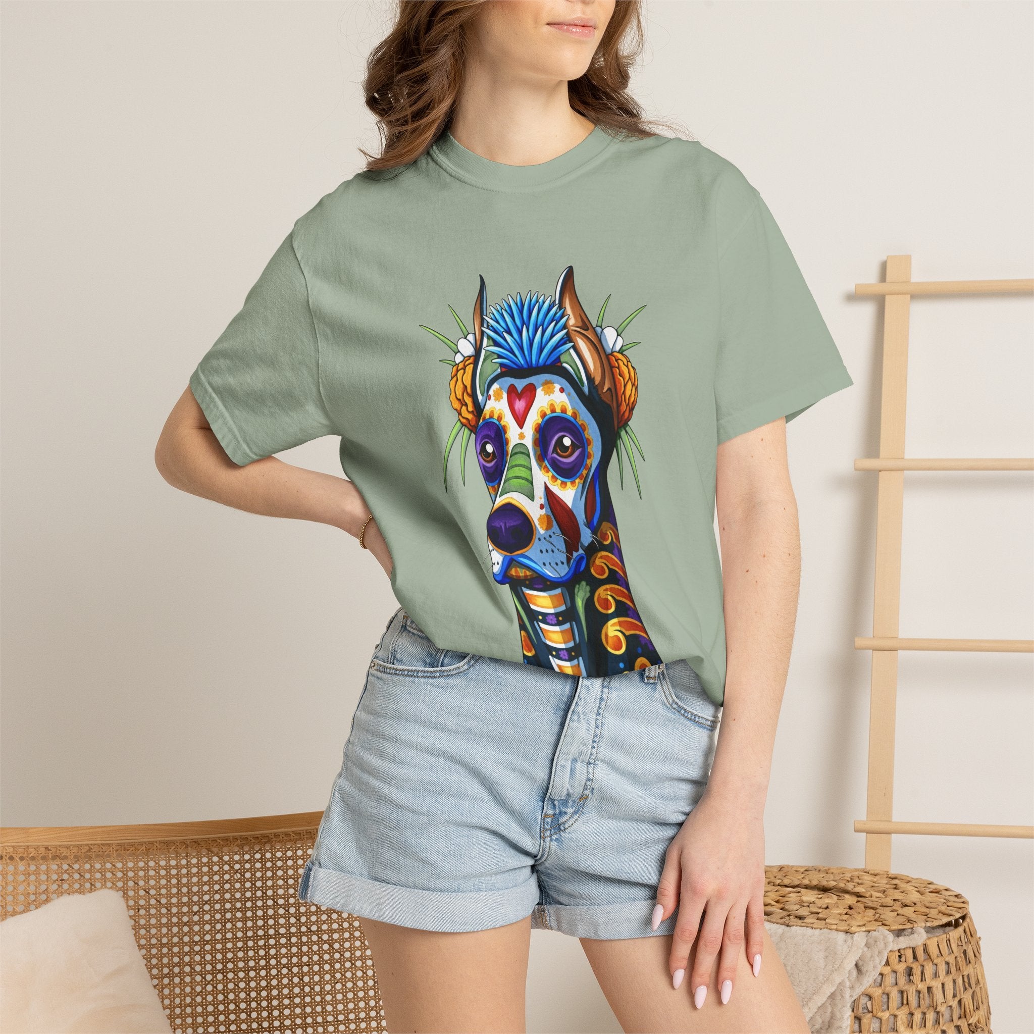 Colorful Sugar Skull Dog T-Shirt