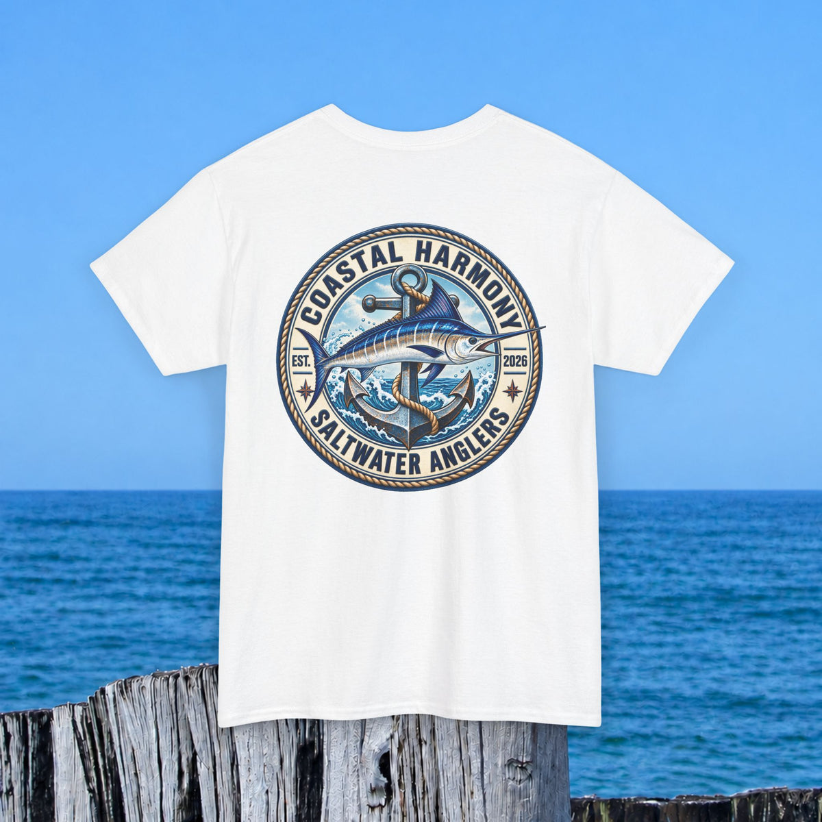 Fishing Tee — "Coastal Harmony" Saltwater Anglers Short-Sleeve Shirt