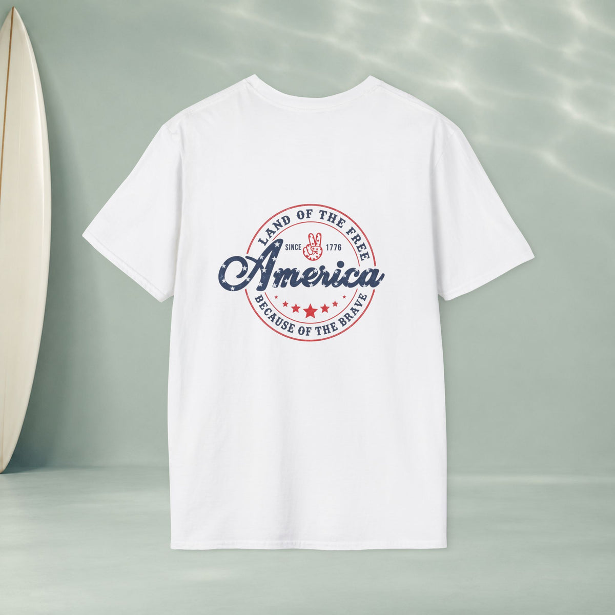 America Vintage Badge T-Shirt — "Land of the Free, Because of the Brave"
