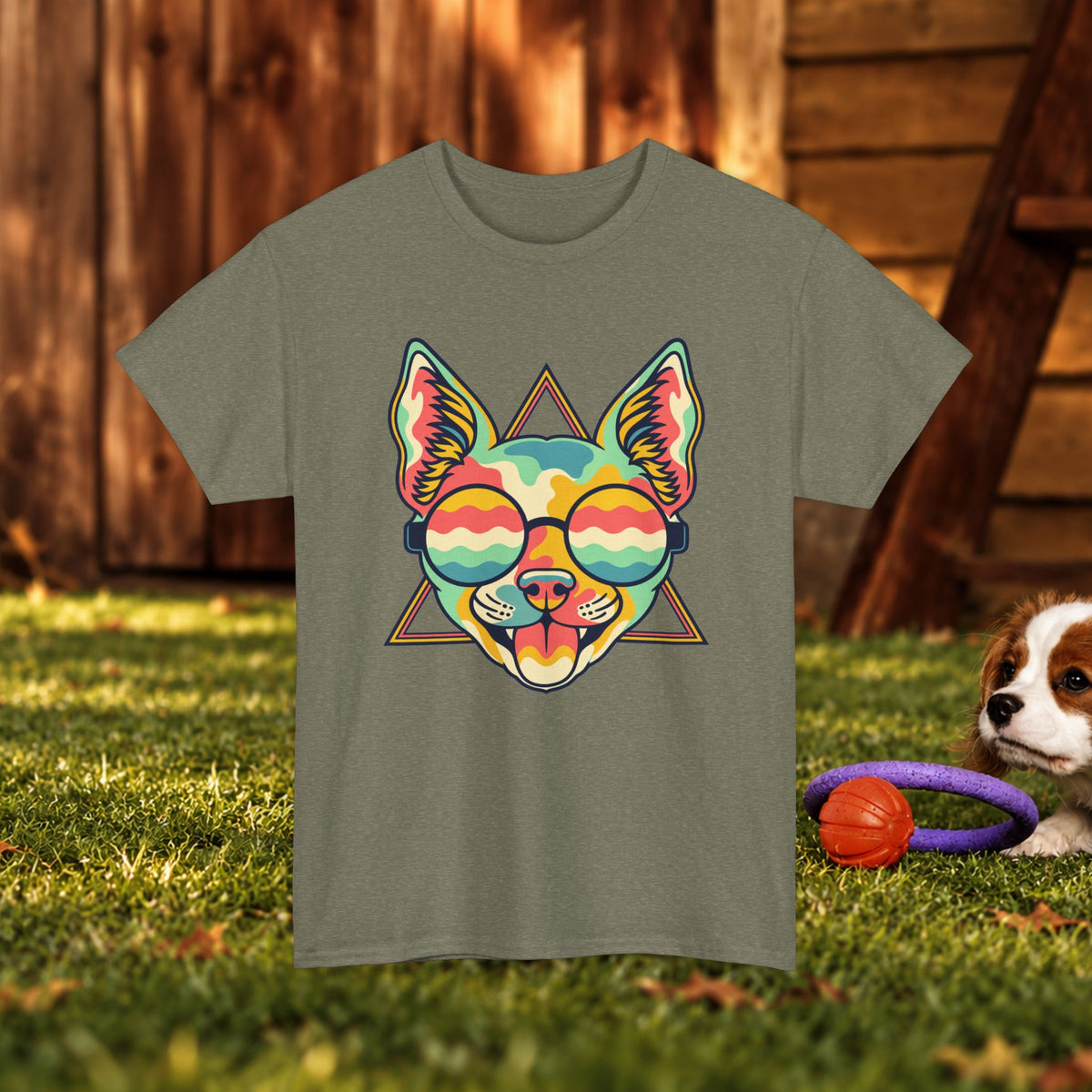 Chihuahua Sunglasses Tee — Colorful Retro Dog Graphic T-Shirt